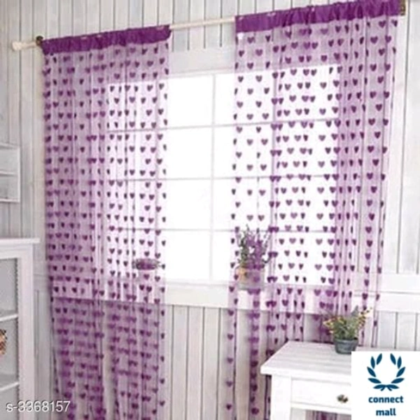 Fashionable Net Polyester Door Curtains ( Pack Of 2 ) - (LXW):7ft X4ft, Purple, Net Polyster, Stitched, Pack Of 2